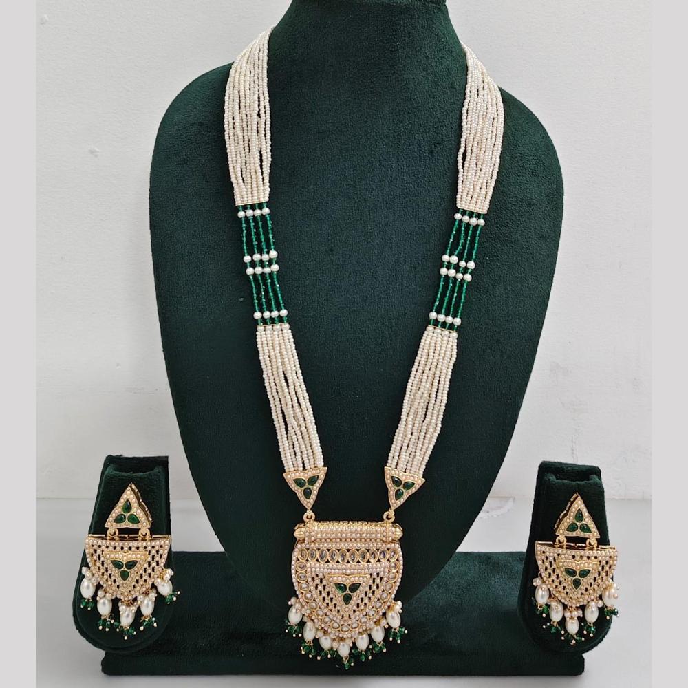 Manisha Jewellery Classic Crystal Stone And Pearl Layered Long Necklace Set 