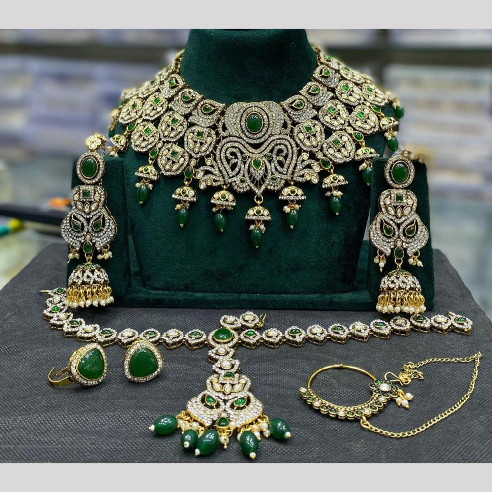 Manisha Jewellery Austrain And Pota Stone Semi Bridal Set Perfect For Pre Wedding Functions And Celebrations 