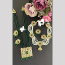 Manisha Jewellery Crystal Stone And Beads Matching Set Stylish Combo For Festive Wear 