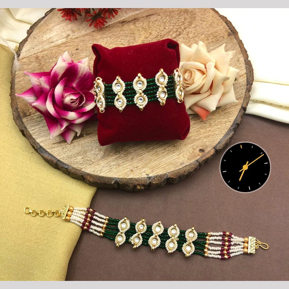 Manisha Jewellery Kundan And Pearl Adjustable Bracelet Perfect Gift For Girls And Women 