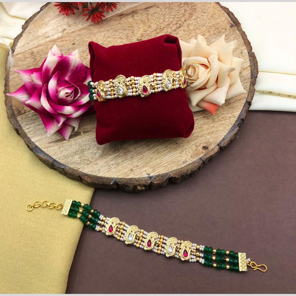 Manisha Jewellery Pota And Pearl Adjustable Bracelet Ethnic Wear Accessory For Women 