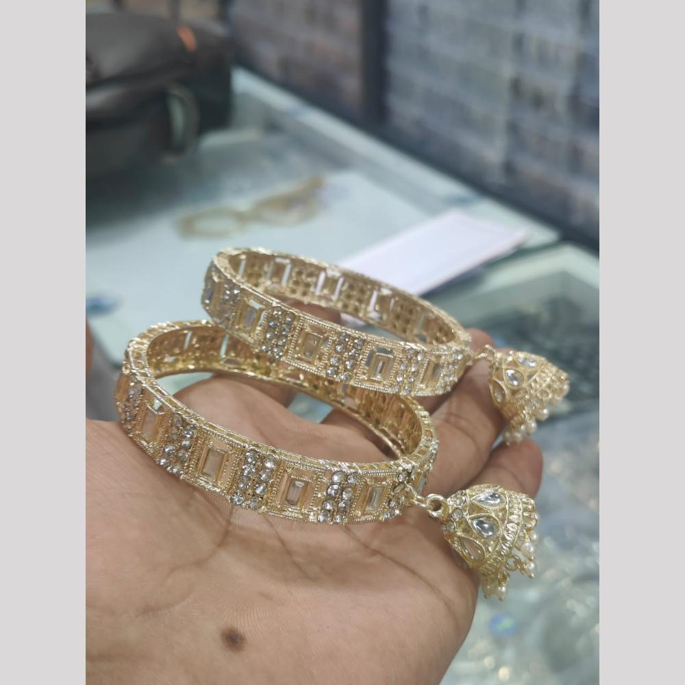 Manisha Jewellery Kundan And Pearl Bangle Set Modern Ethinc Jewelery For Festivals 