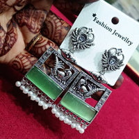 Manisha Jewellery Oxidised Pota Stone And Pearl Dangler Earrings