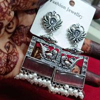 Manisha Jewellery Oxidised Pota Stone And Pearl Dangler Earrings