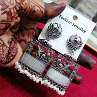 Manisha Jewellery Oxidised Pota Stone And Pearl Dangler Earrings