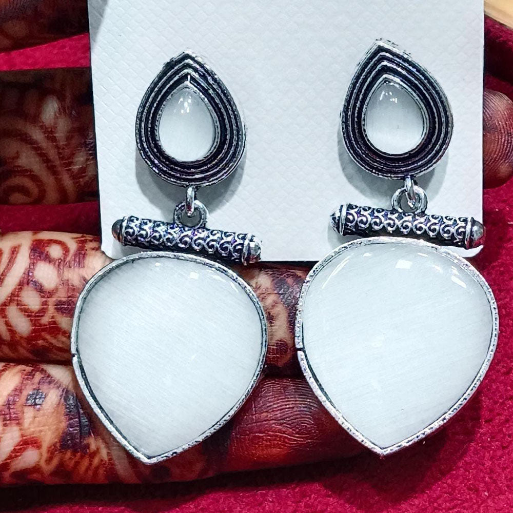 Manisha Jewellery Ethnic Pota Stone Oxidised Dangler Earrings