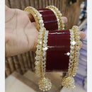 Manisha Jewellery Ethnic Kundan Stone And Pearl Bangles Set