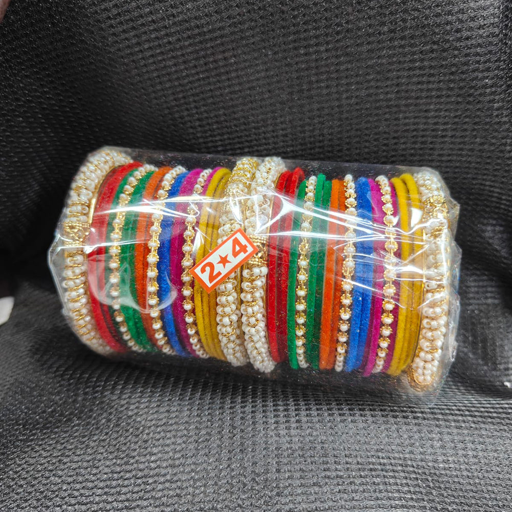 Manisha Jewellery Velvet Blossom Pearl Bangle Collection Set for Women & Girls