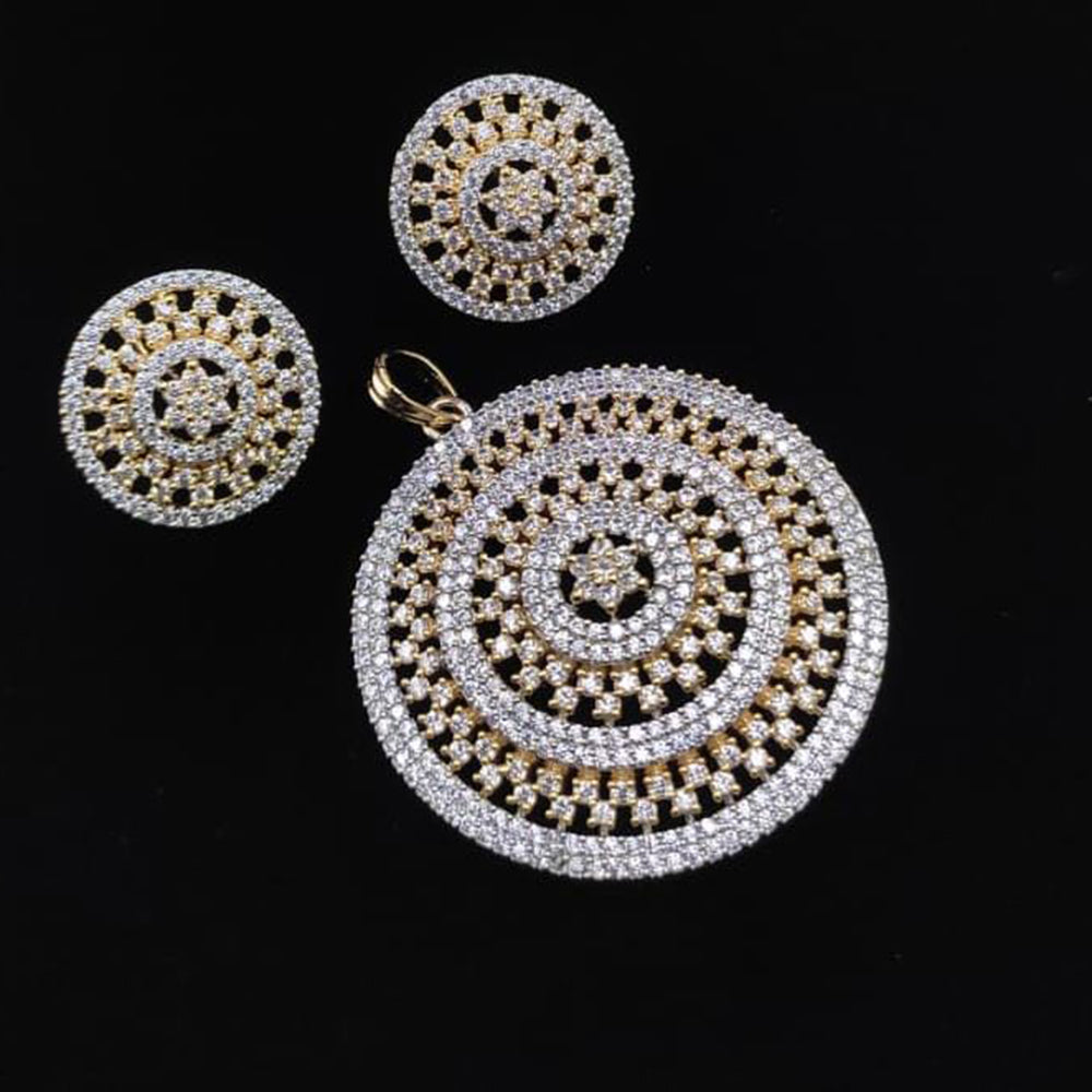 Manisha Jewellery Classic American Diamond Pendant Set with Earrings Elegant Design