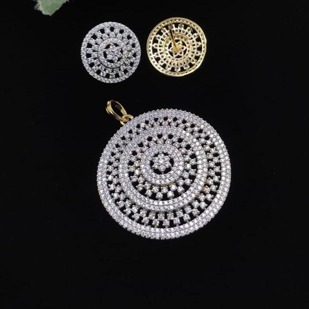 Manisha Jewellery Classic American Diamond Pendant Set with Earrings Elegant Design
