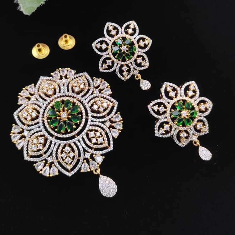 Manisha Jewellery Classic American Diamond Pendant Set with Earrings Elegant Design