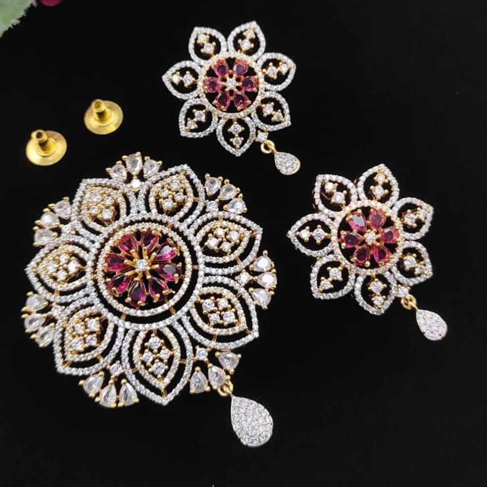 Manisha Jewellery Classic American Diamond Pendant Set with Earrings Elegant Design