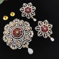 Manisha Jewellery Classic American Diamond Pendant Set with Earrings Elegant Design