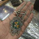 Manisha Jewellery Classic Oxidised Pendant Necklace with Intricate Detailing