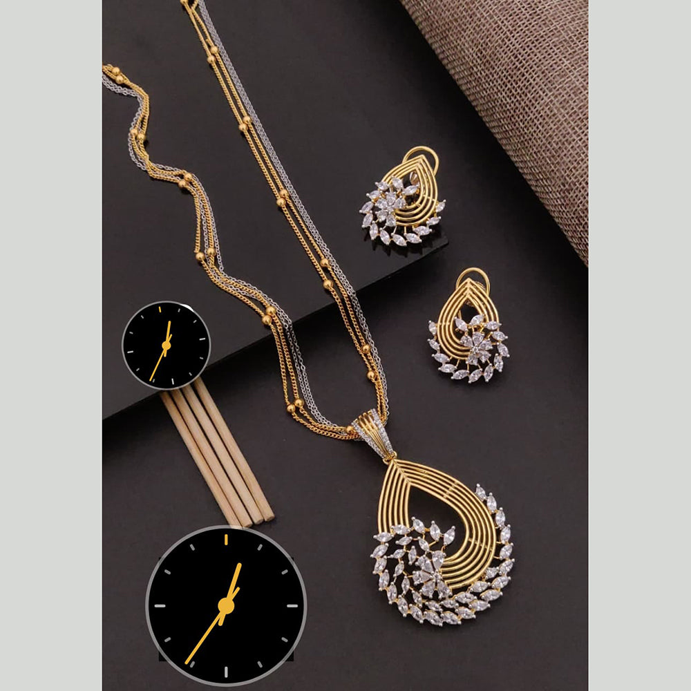 Manisha Jewellery Elegant American Diamond Pendent Chain Necklace Set