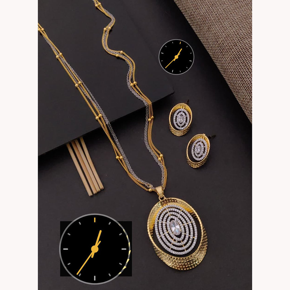 Manisha Jewellery Elegant American Diamond Pendent Chain Necklace Set