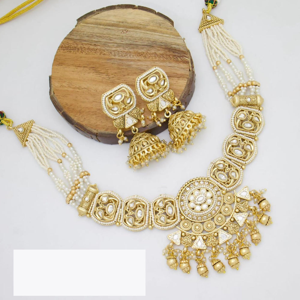 Manisha Jewellery Graceful Polki Kundan & Pearl Necklace set For Wedding Occassions 