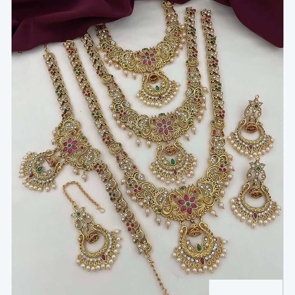 Manisha Jewellery Antique Gold Finish Bridal Necklace Set With Beautiful Kamarband