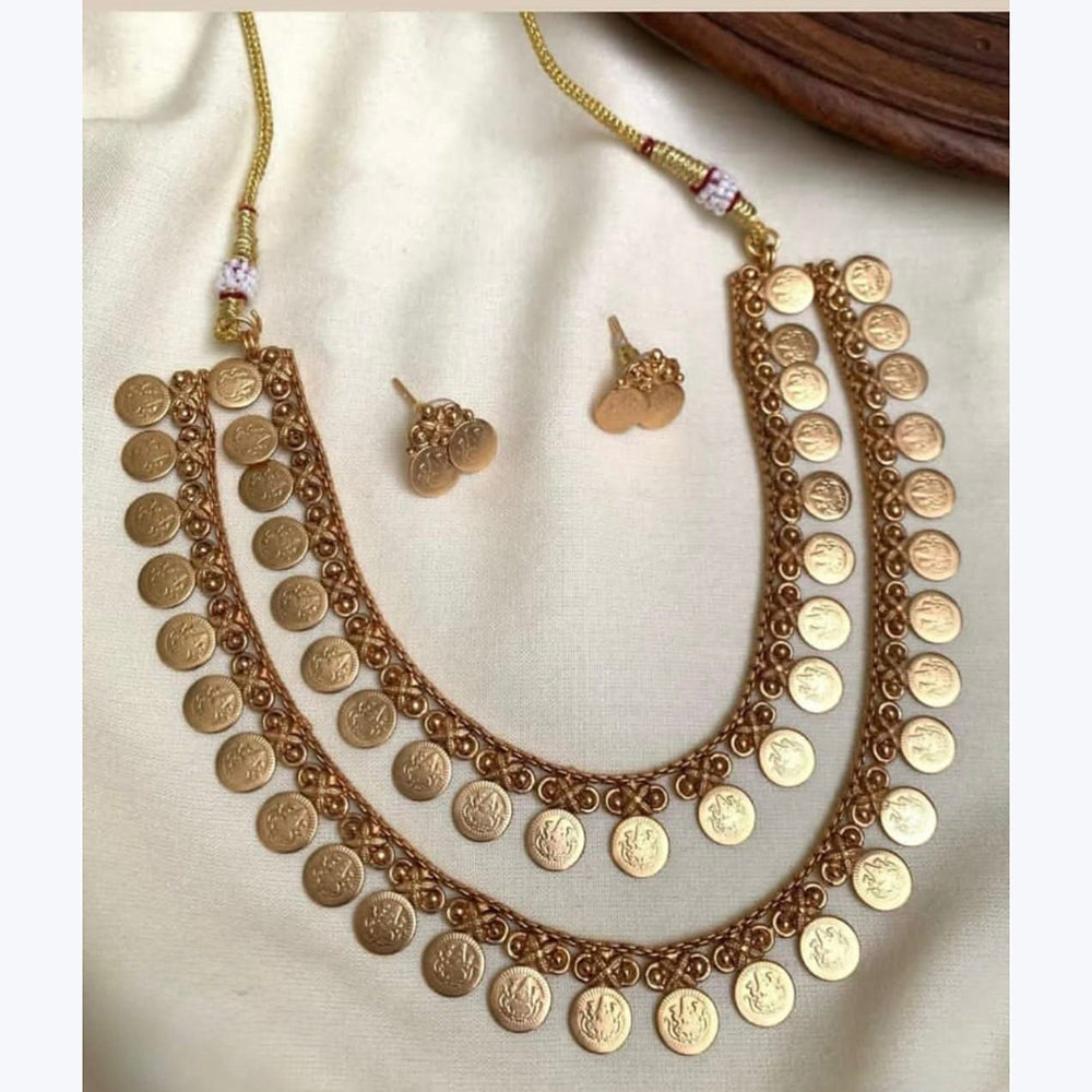 Manisha Jewellery Elegant Multi Layer Temple Jewellery Necklace with Matching Earrings for Bridal Wear