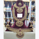 Manisha Jewellery Antique Gold Finish Semi-Bridal Temple Necklace Set