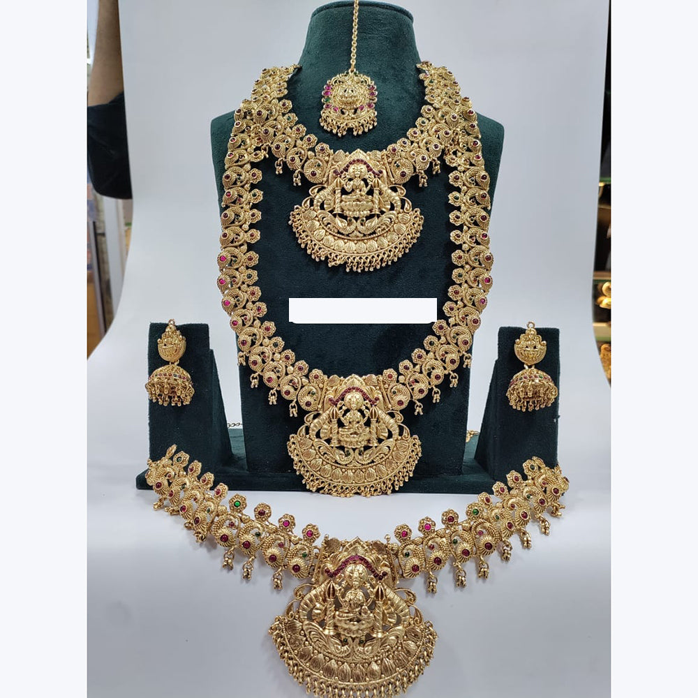 Manisha Jewellery Antique Gold Finish Semi-Bridal Temple Necklace Set
