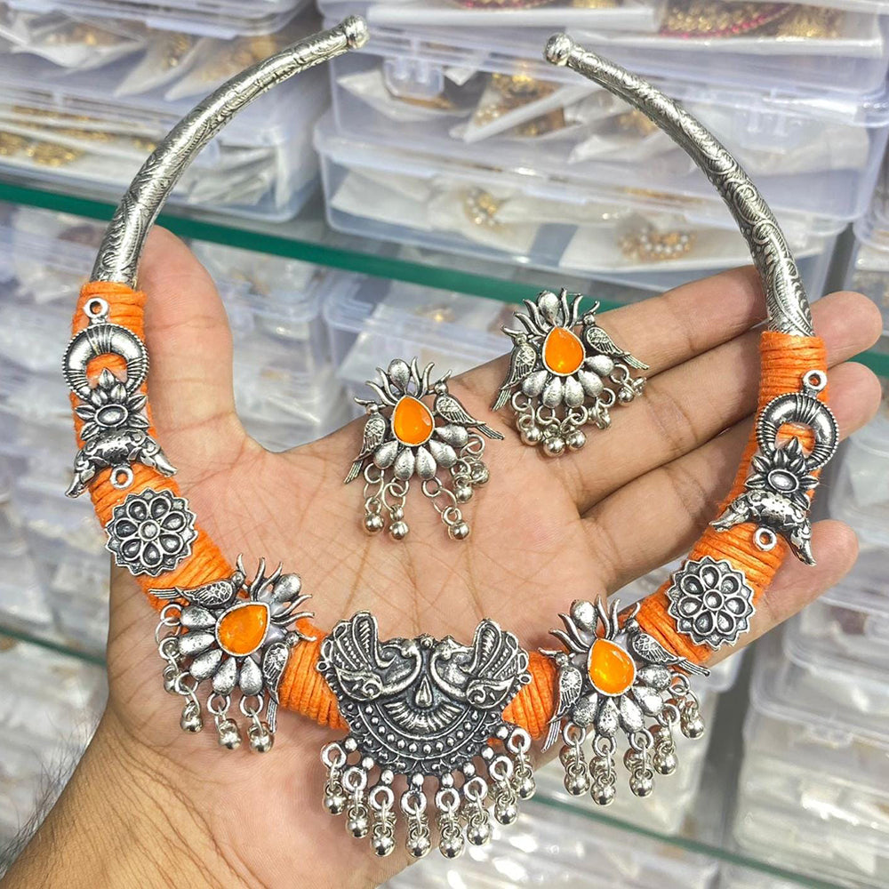 Manisha Jewellery Traditional Oxidized Silver Necklace Set Bird Motif