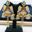 Manisha Jewellery Twin Parrots Glory with Dangling Bells and Pearls Ethnic Earrings