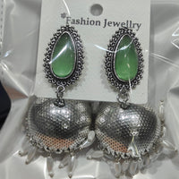 Manisha Jewellery Elegant Oxidised Plated Pota Stone Jhumki Earrings