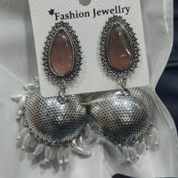 Manisha Jewellery Elegant Oxidised Plated Pota Stone Jhumki Earrings
