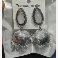 Manisha Jewellery Elegant Oxidised Plated Pota Stone Jhumki Earrings