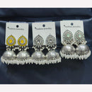 Manisha Jewellery Elegant Oxidised Plated Pota Stone And Pearls Jhumki Earrings