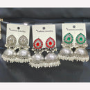 Manisha Jewellery Elegant Oxidised Plated Pota Stone And Pearls Jhumki Earrings