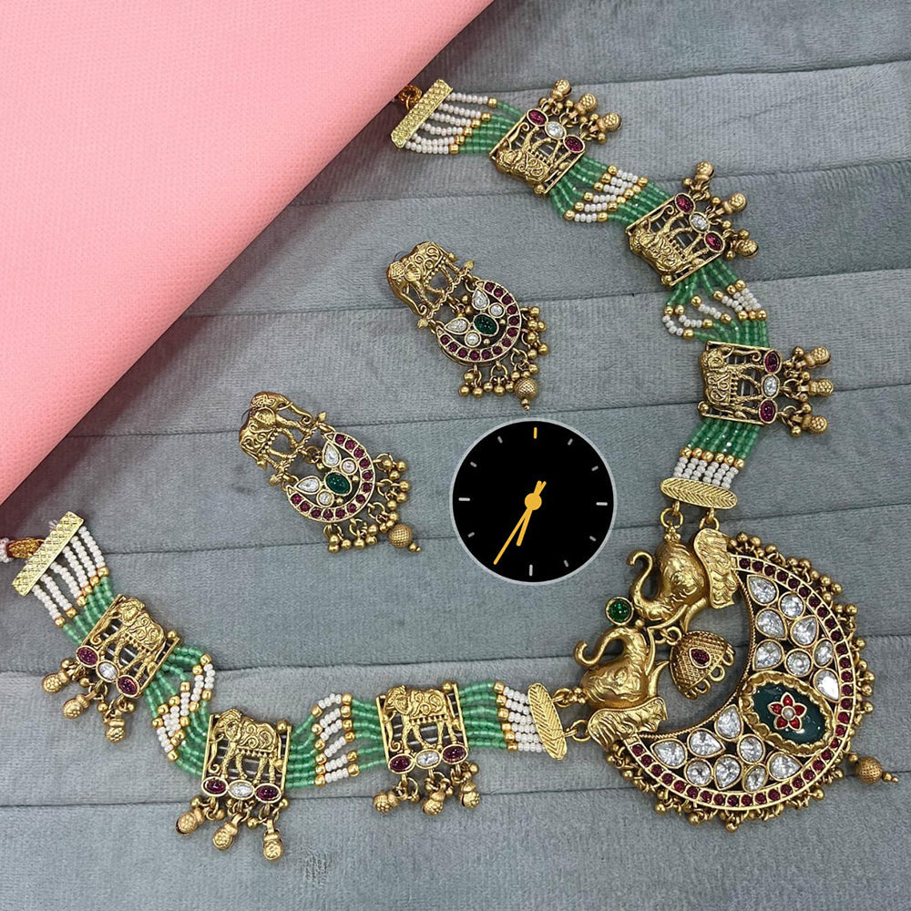 Manisha Jewellery Timeless Traditional Kundan and Pota Stone Necklace Set   