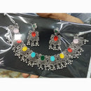 Manisha Jewellery Rustic Charm Oxidised Plated Pota Stone Necklace Set