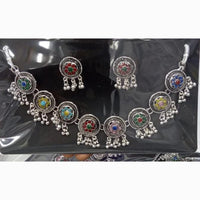 Manisha Jewellery Rustic Charm Oxidised Plated Pota Stone Necklace Set