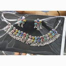 Manisha Jewellery Rustic Charm Oxidised Plated Pota Stone Necklace Set