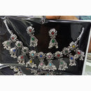 Manisha Jewellery Rustic Charm Oxidised Plated Pota Stone Necklace Set