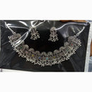 Manisha Jewellery Rustic Charm Oxidised Plated Pota Stone Necklace Set