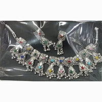 Manisha Jewellery Rustic Charm Oxidised Plated Pota Stone Necklace Set