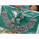 Manisha Jewellery Rustic Charm Oxidised Plated Pota Stone Necklace Set
