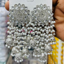 Manisha Jewellery Elegant Rhodium Polish Kundan Stone Pearl Jhumki Earrings 