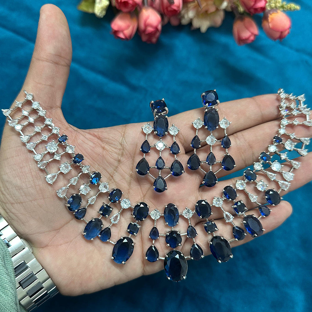 Manisha Jewellery Royal Look American Daimond Necklace Set 