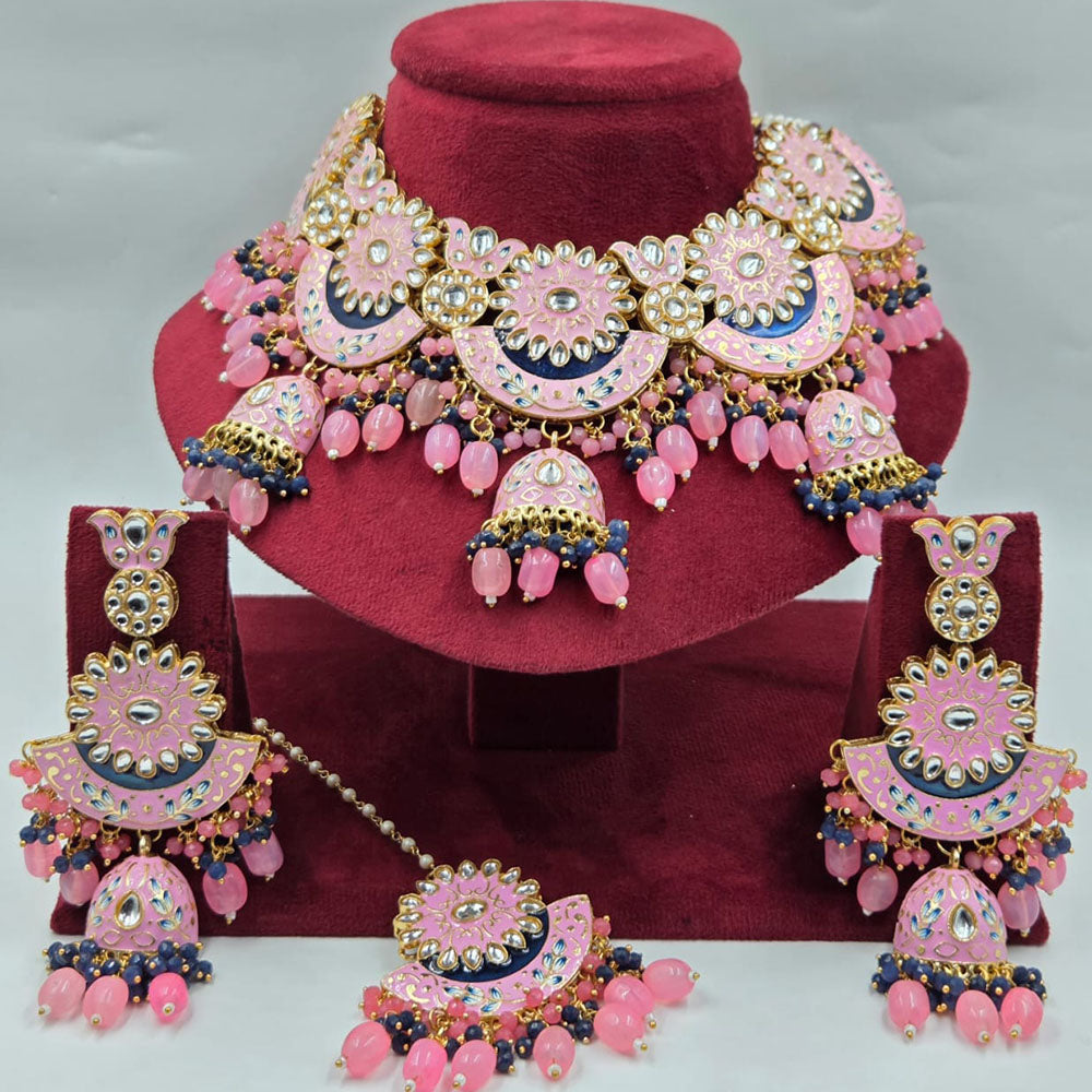 Manisha Jewellery Designer Kundan Stone And Meenakari Choker Necklace Set 