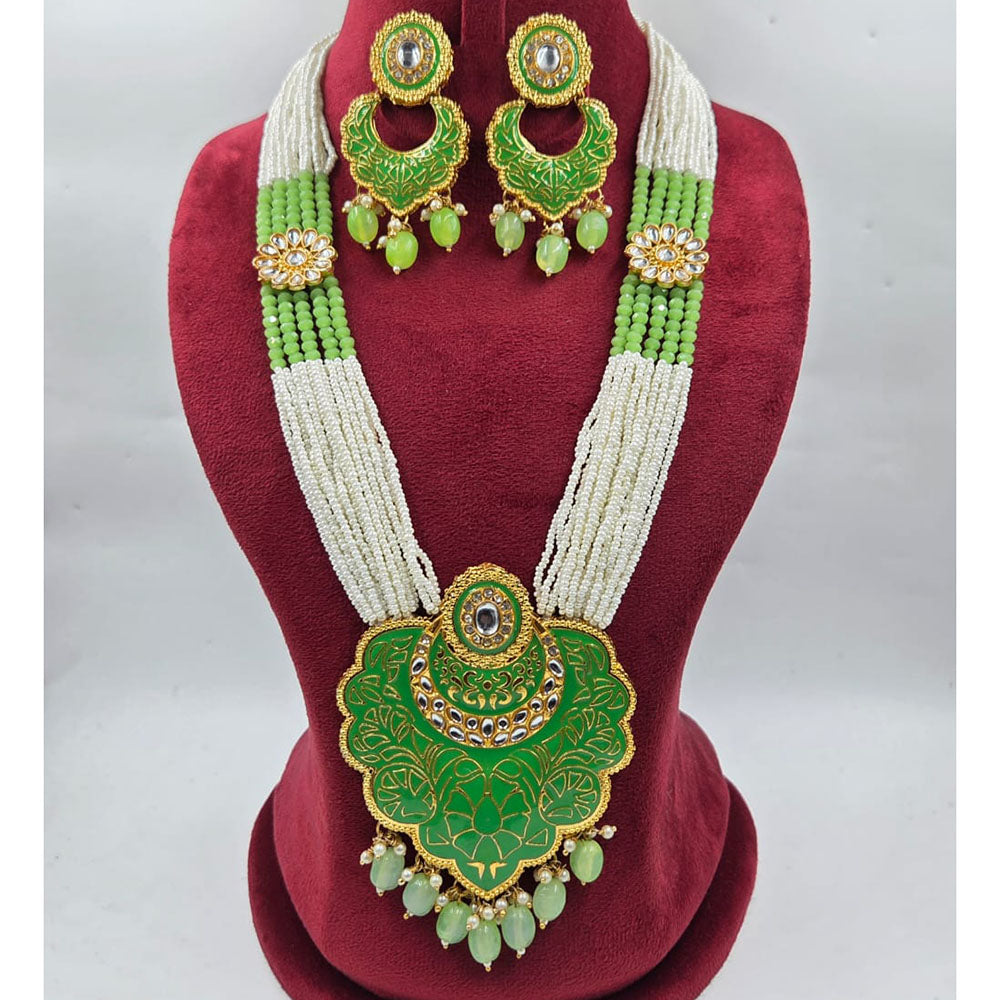 Manisha Jewellery Designer Kundan Stone And Meenakari Long Necklace Set
