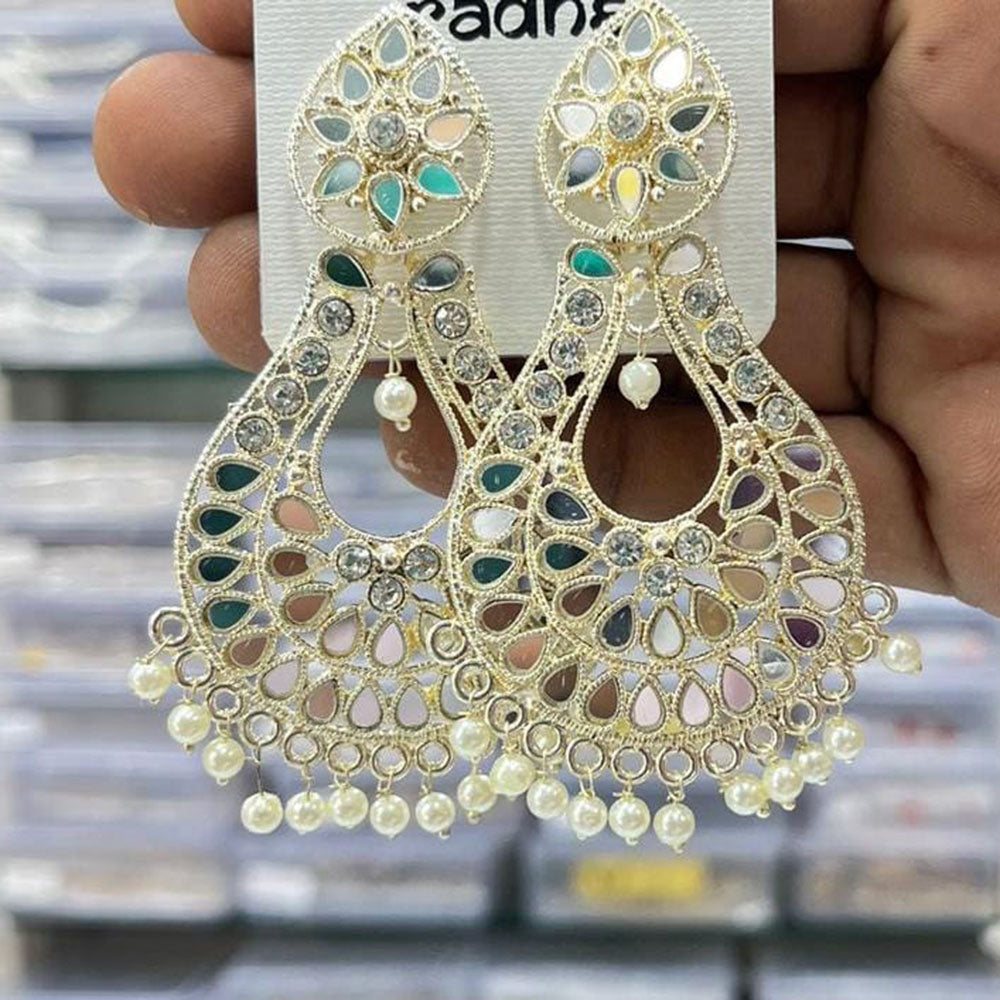 Manisha Jewellery Heritage Mirror Work Pearl Ethnic Dangler Earrings
