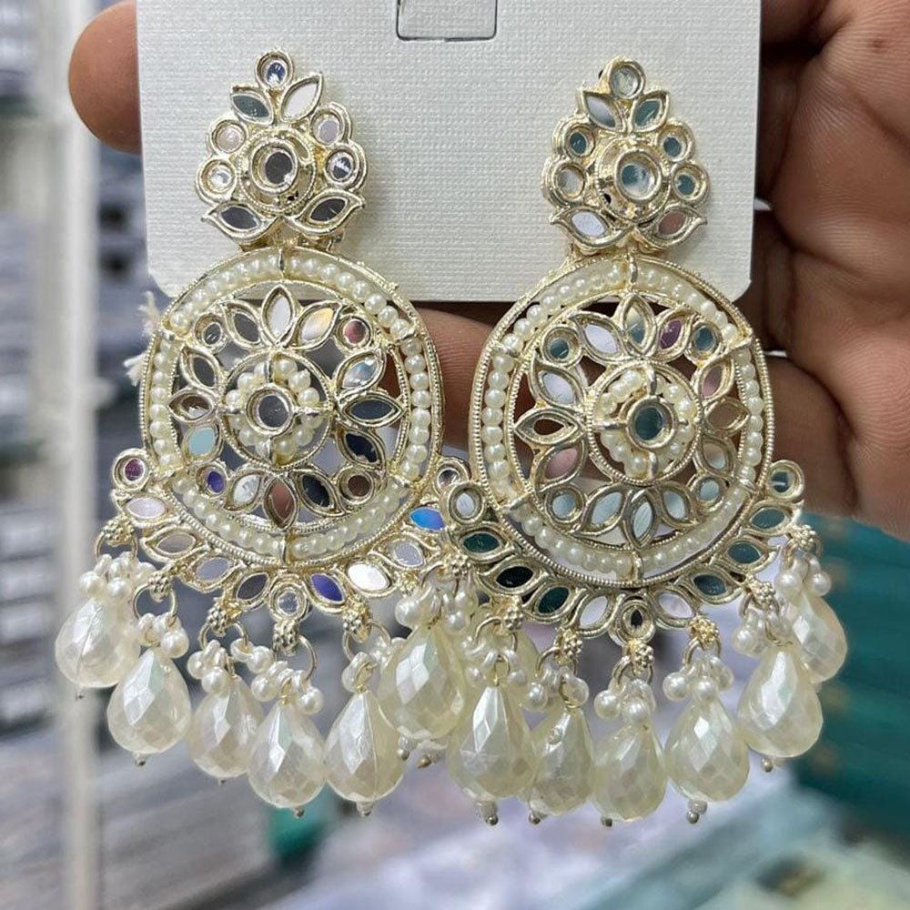 Manisha Jewellery Heritage Mirror Work Pearl Ethnic Dangler Earrings