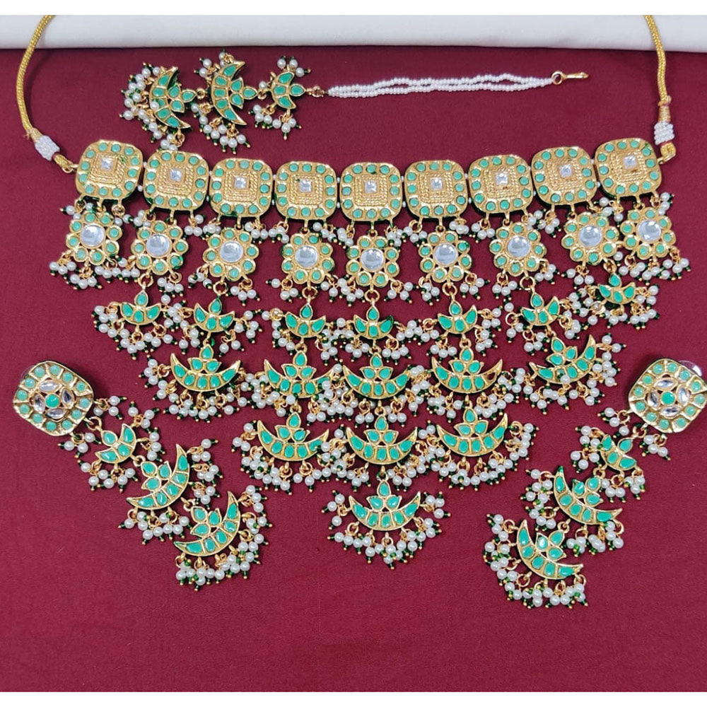 Manisha Jewellery Royal Pota Stone And Pearl Choker Necklace Set