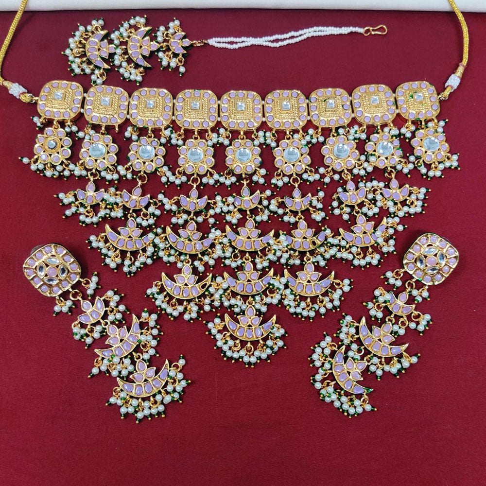 Manisha Jewellery Royal Pota Stone And Pearl Choker Necklace Set