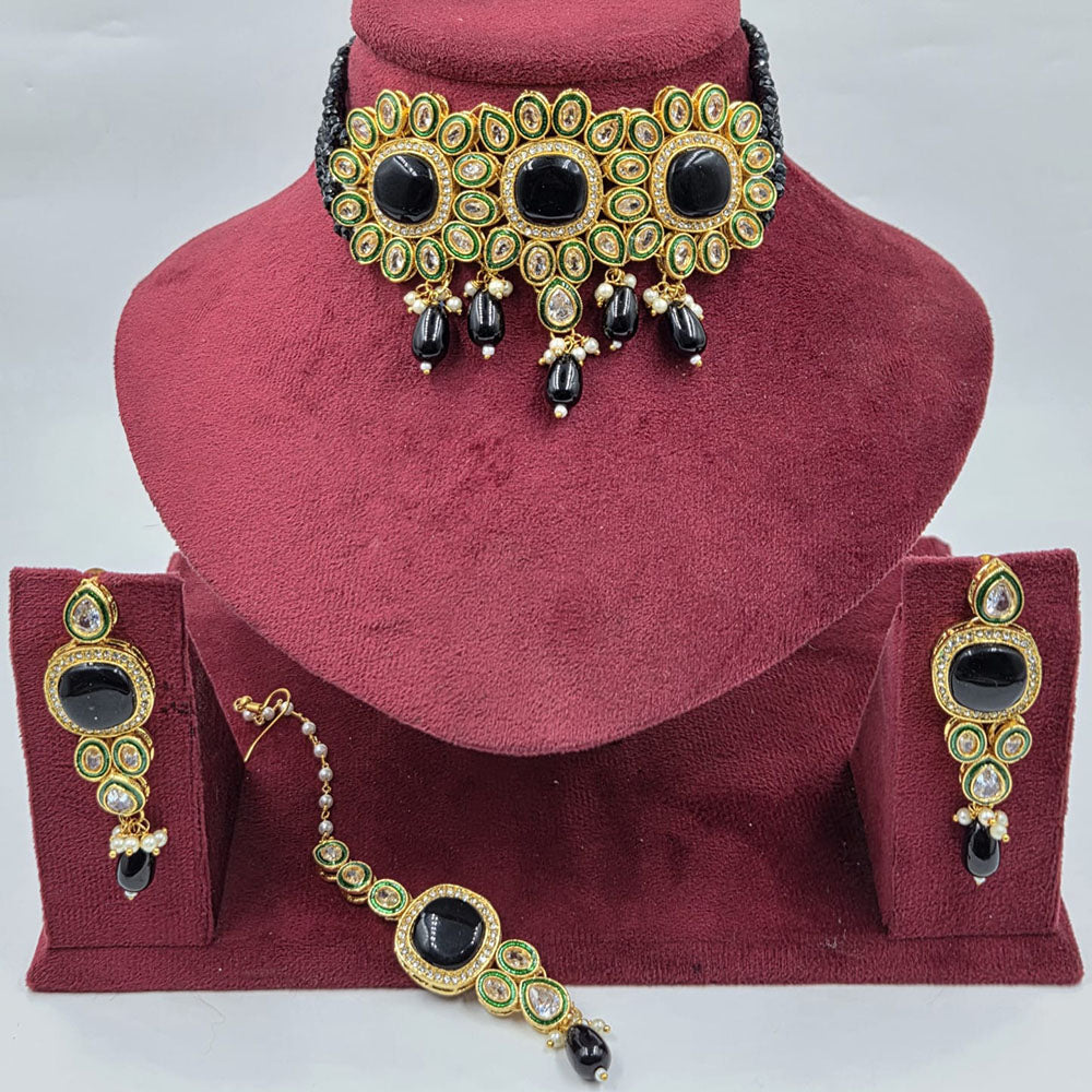 Manisha Jewellery Royal Austrian And Pota Stone Beads Choker Necklace Set