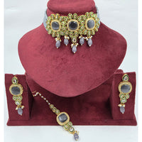 Manisha Jewellery Royal Austrian And Pota Stone Beads Choker Necklace Set